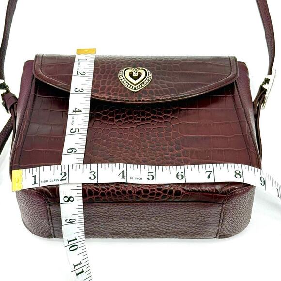Brighton VTG Y2K Purple Cognac Crocodile Embossed Crossbody Bag Genuine Leather - Picture 10 of 15